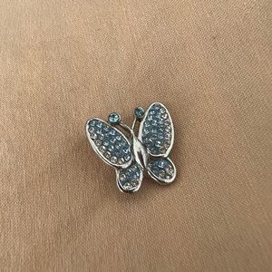 Butterfly Pendant - Sterling Silver & Light Blue
